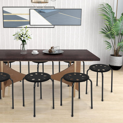 6-Pack Round Plastic Stack Stools 17.5-inch Height Backless
