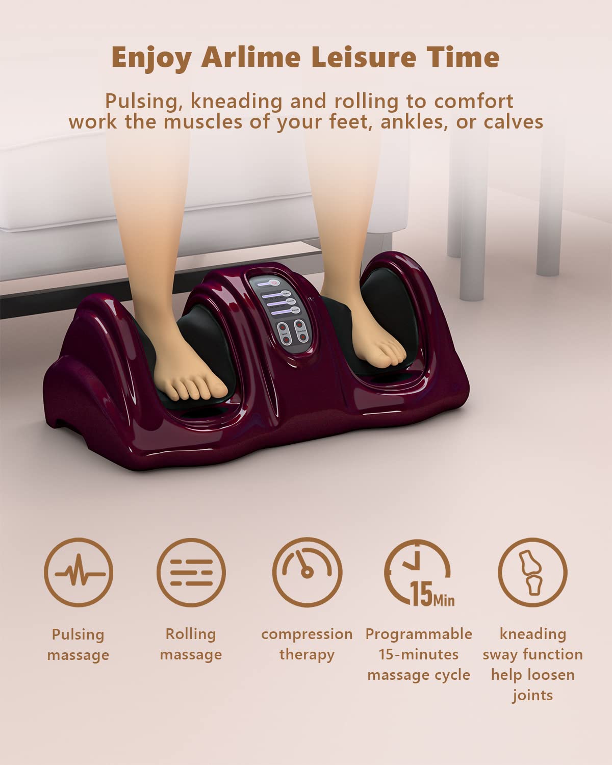 ARLIME Foot Massager Machine with Remote Shiatsu Foot Massager for Pain Relief