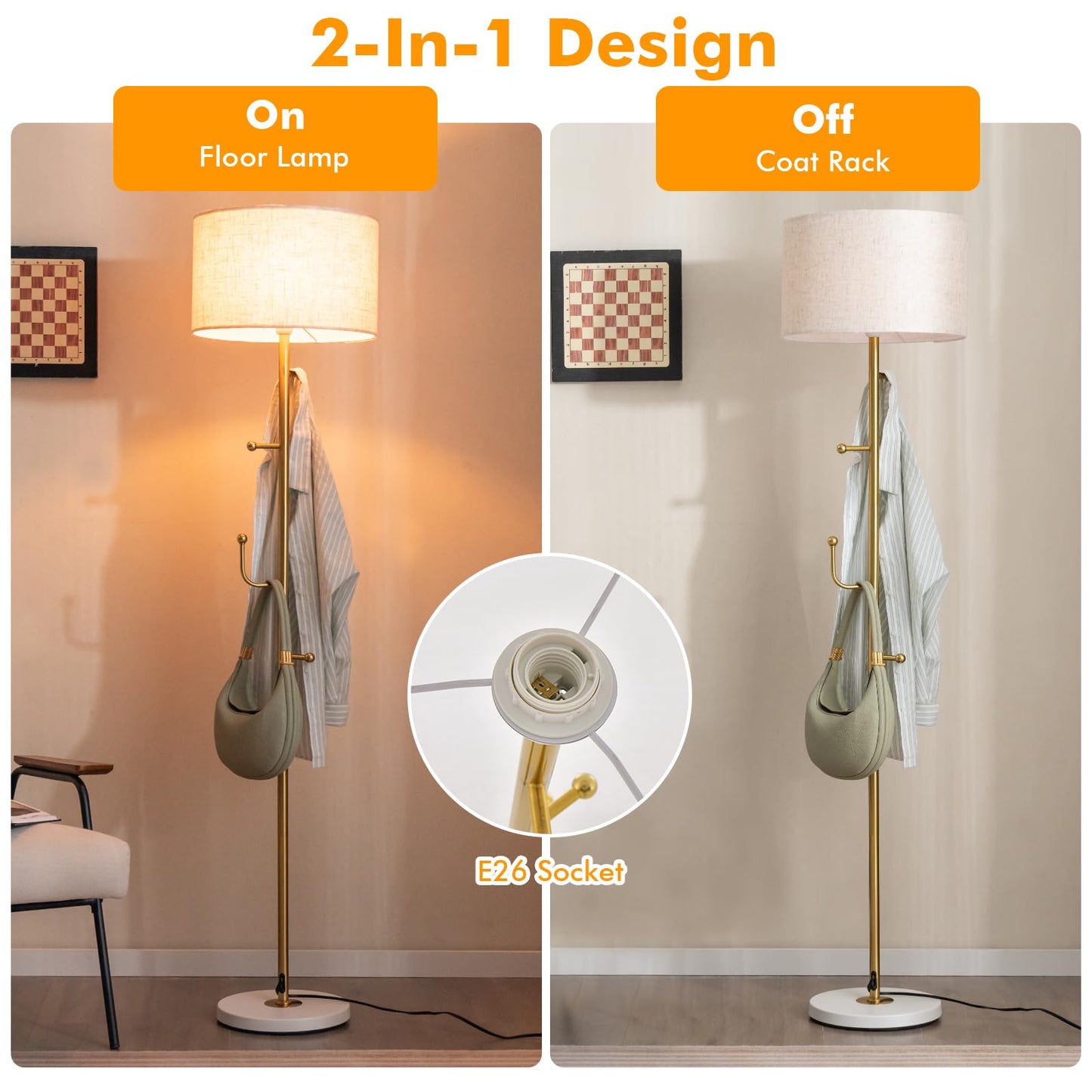 ARLIME Floor Lamp with Coat Rack