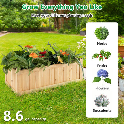 Wooden Planter Garden Bed with Drainage Holes for Vegetables