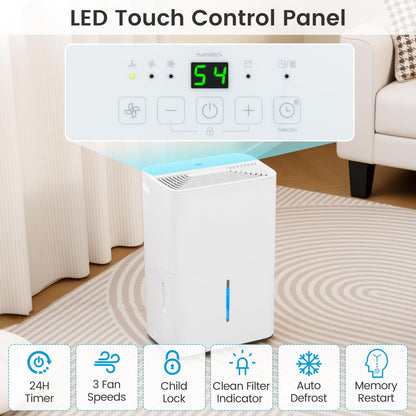 6000 Sq.Ft Portable Large Home Dehumidifier for Basements with 2 Modes & 3 Fan Speeds