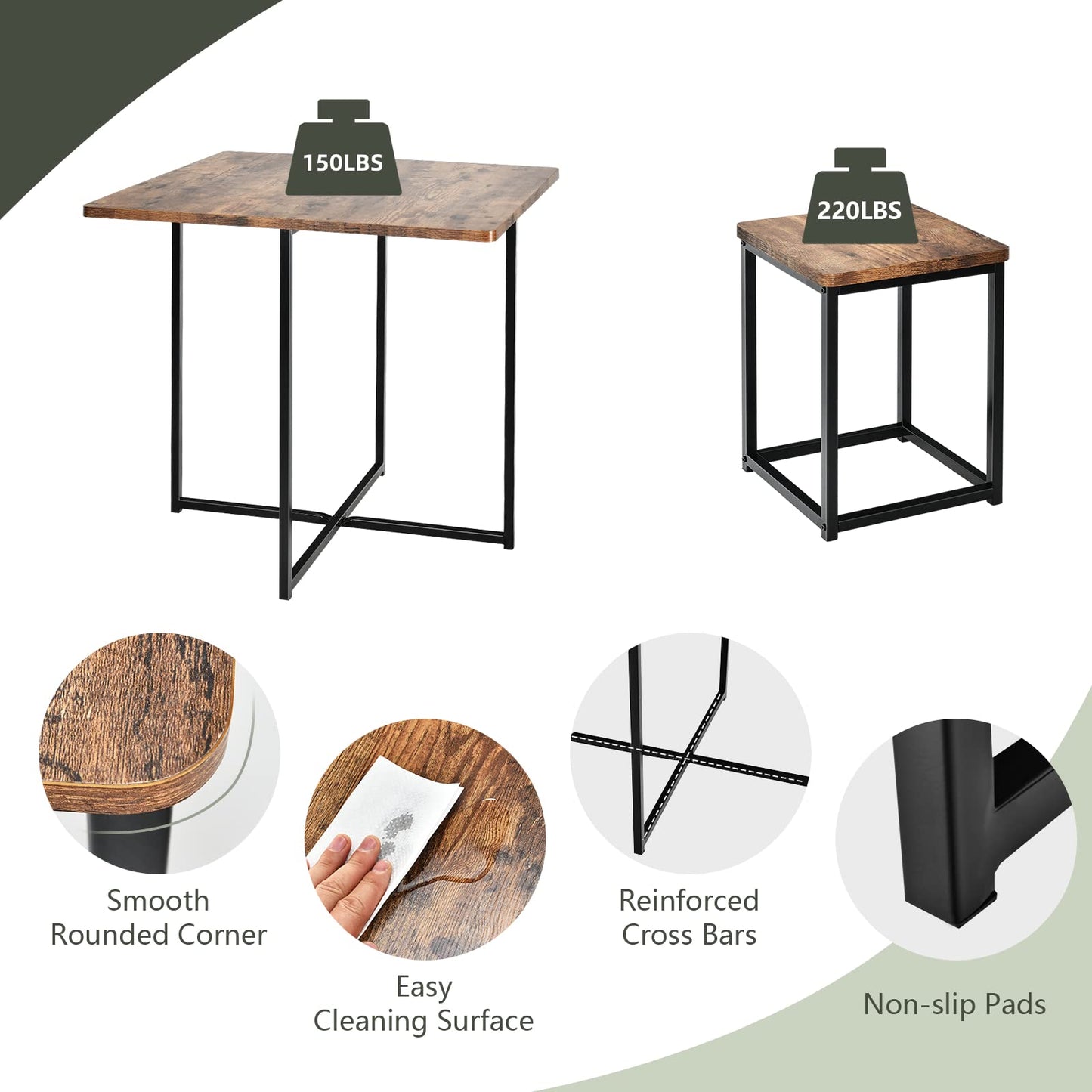 5 Piece Dining Table Set Counter Kitchen Table and Chair Set