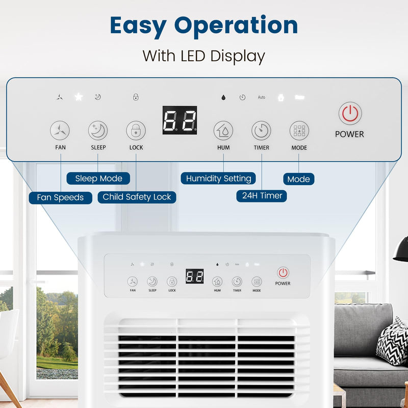Dehumidifier for Basement, 32 Pints Portable Quiet Dehumidifier for Rooms up to 2500 Sq. Ft w/Sleep Mode, 24H Timer