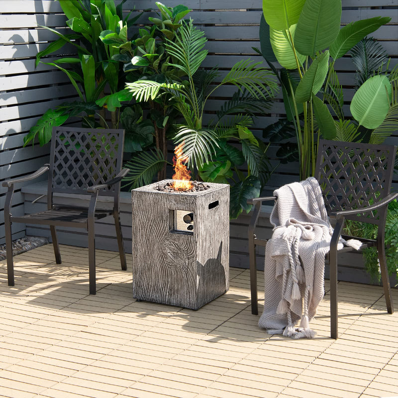16-Inch Outdoor Propane Fire Pit 30,000 BTU Patiojoy Electronic Ignition Square Gas Fire Pit with Protective Cover