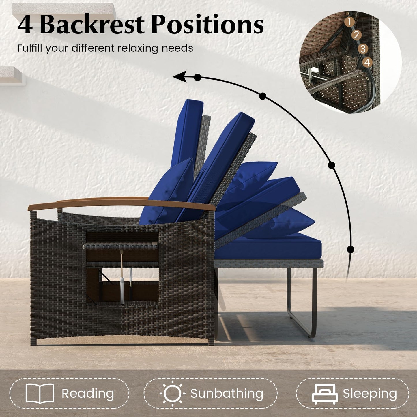 Outdoor Loveseat Sofa with Storage Ottoman for Yard