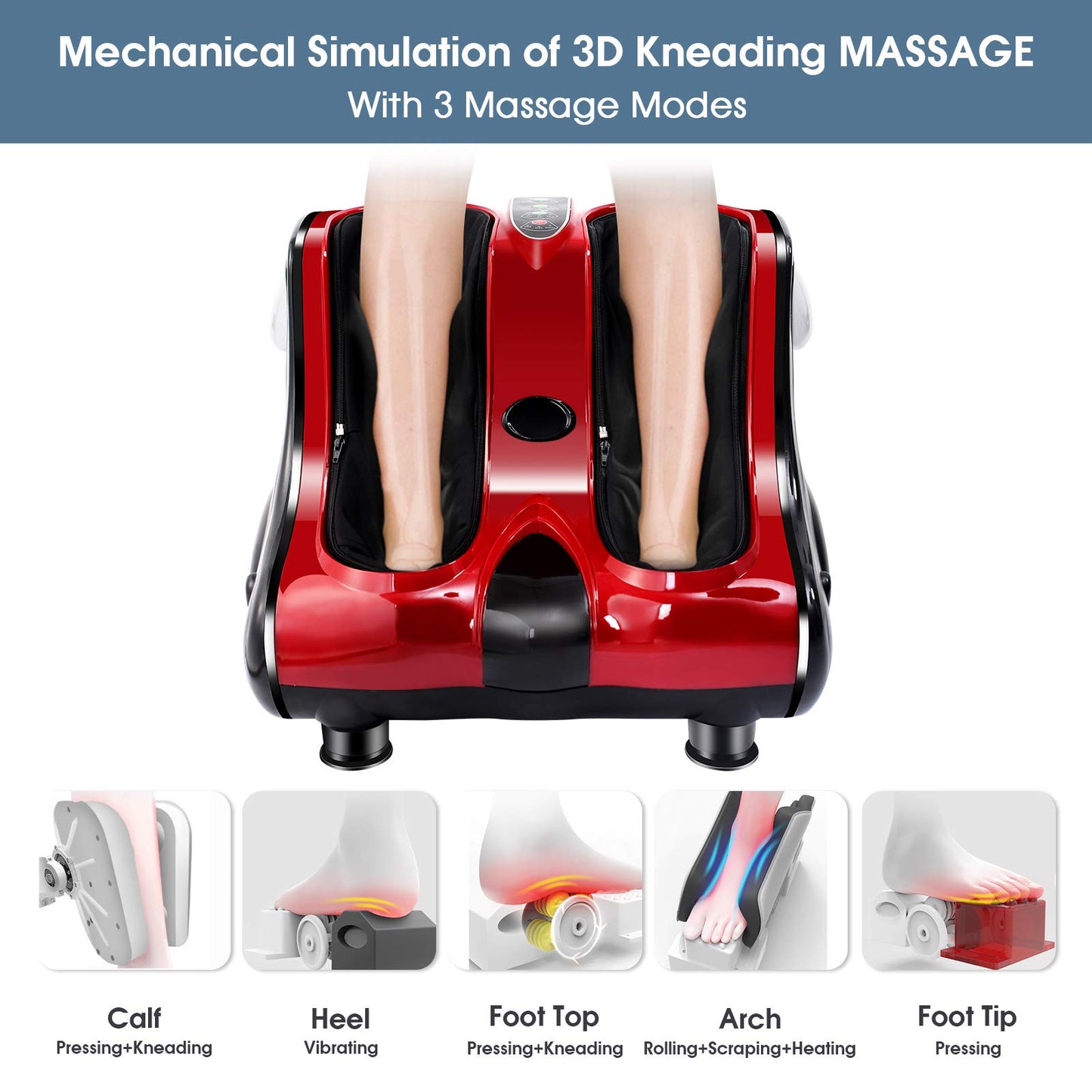 ARLIME Foot Calf Massager Machine with Shiatsu Kneading Rolling Vibration Heating Massager