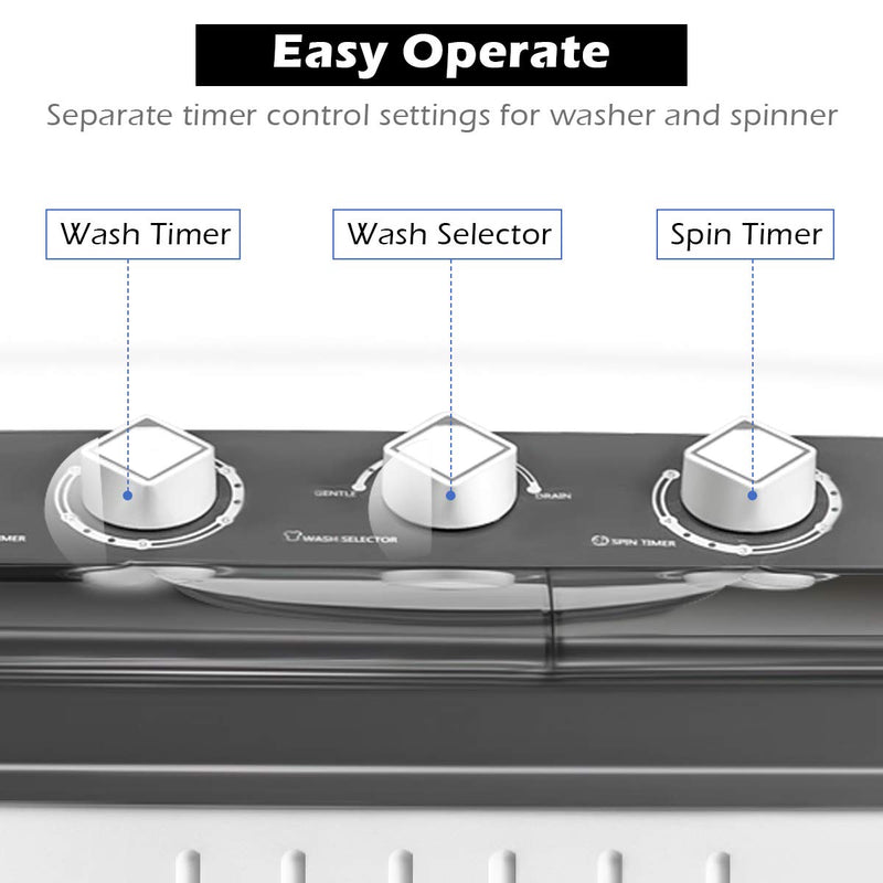 Washing Machine, Twin Tub Washer and Spinner Combo, 20Lbs Capacity (12Lbs Washing and 8Lbs Spinning)