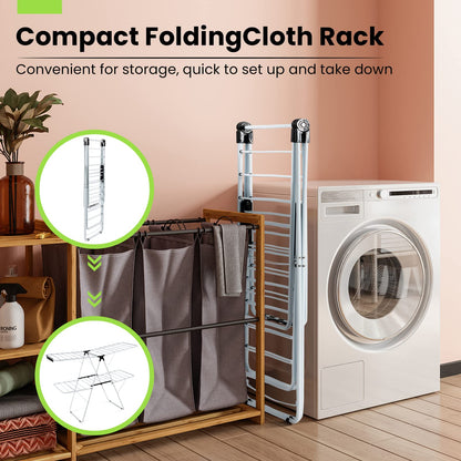 Clothes Drying Rack w/Height Adjustable Wings