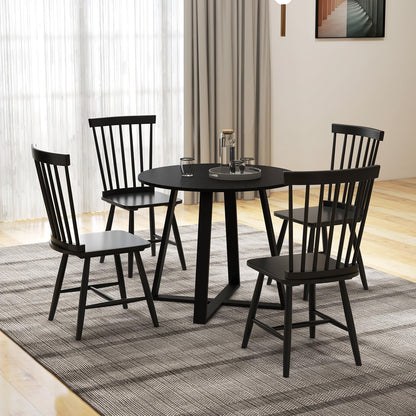 Windsor Dining Chair Set with Spindle Back Spacious Seat Rubber Wood Frame