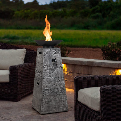 Outdoor Burning Fire Bowl W/Lava Rocks & PVC Cover