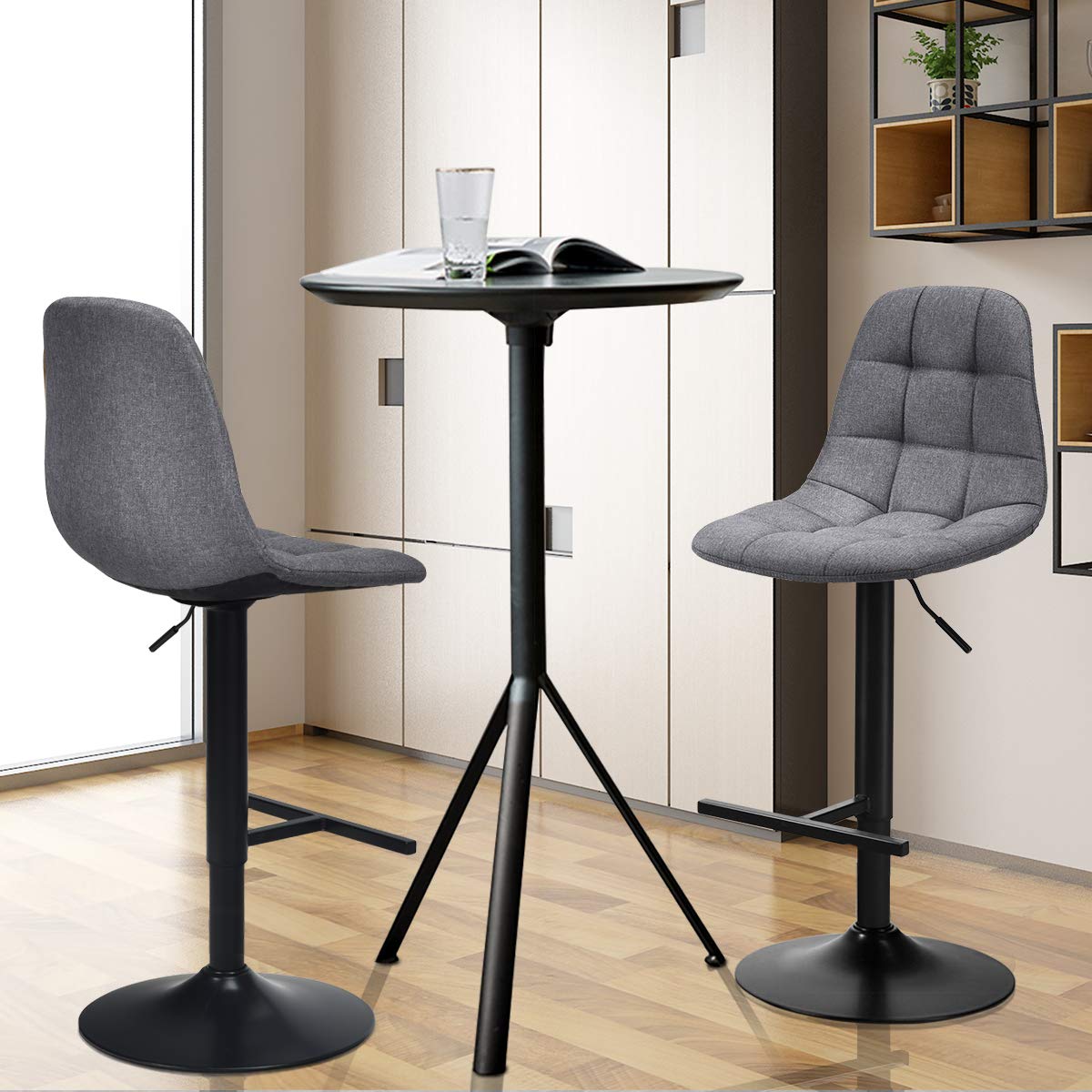 Bar Stools Set of 2/4 Height Adjustable Swivel Bar Chairs