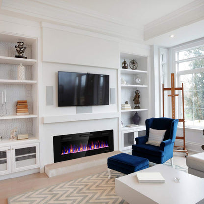 50 Inches Recessed Electric Fireplace, in-Wall & Wall Mounted Electric Heater