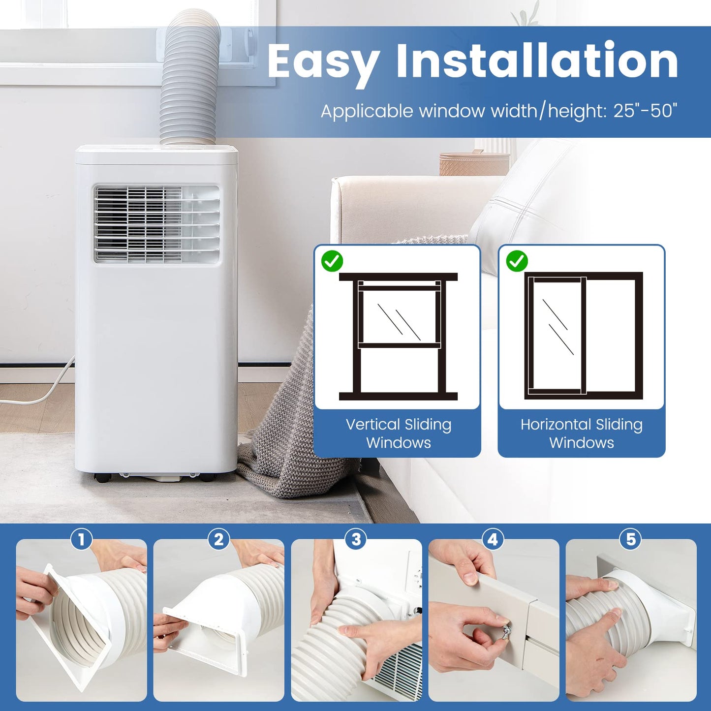 ARLIME Portable Air Conditioner w/Remote Control, 8000 BTU AC Unit Fan & Dehumidifier