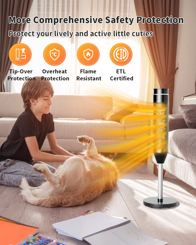 Space Heater for Indoor Use, Tower Room Heater with Remote Control