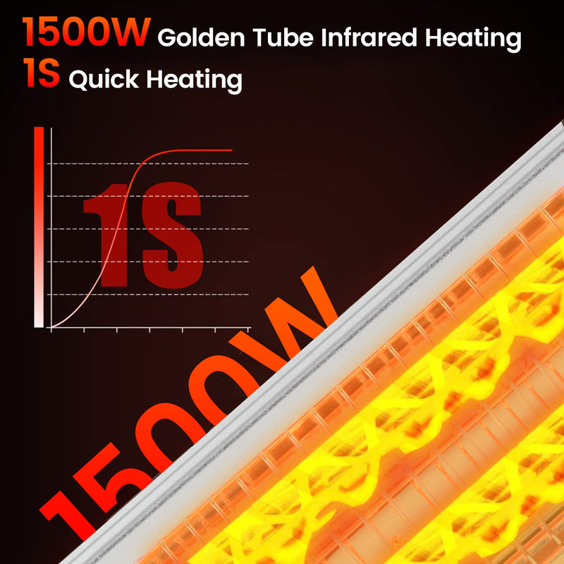 Outdoor Electric Patio Heater, 1500W Standing Infrared Heater with Double-sided Heating