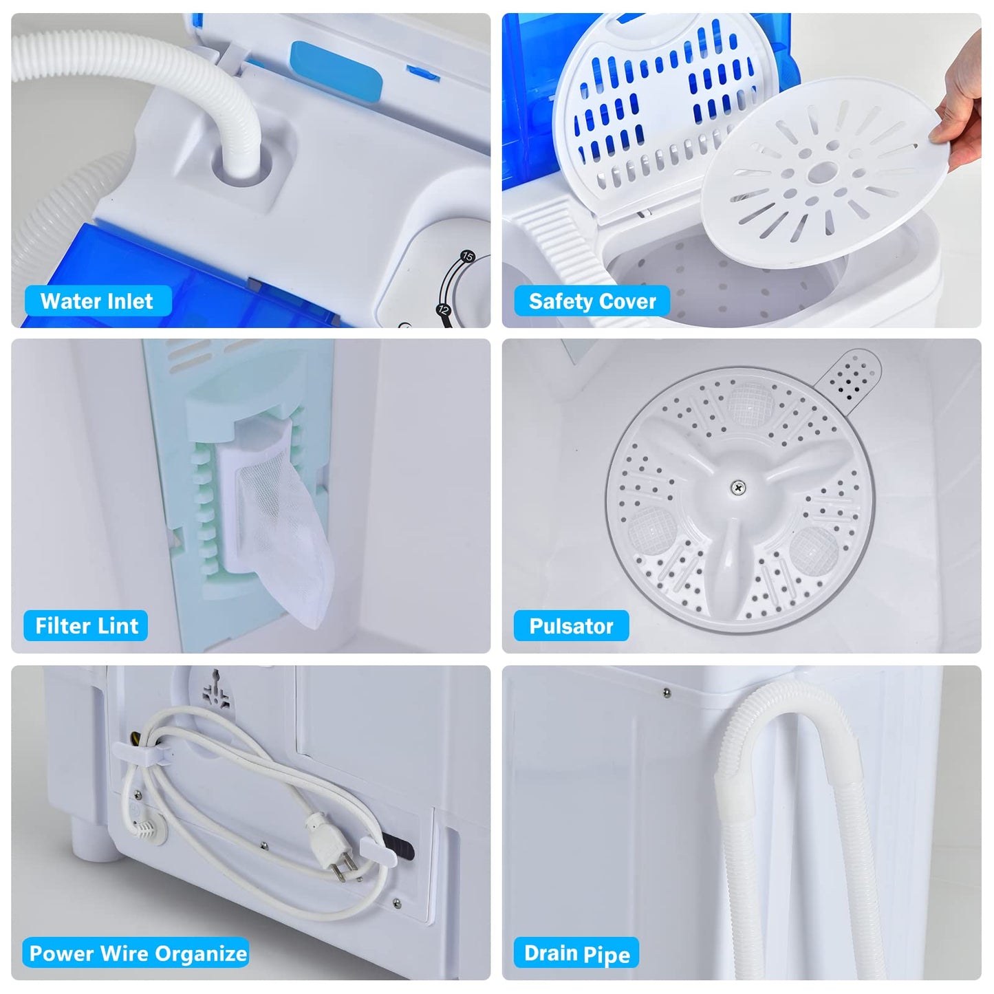 ARLIME Portable Twin Tub Washing Machine Wash & Spin Cycle Dryer