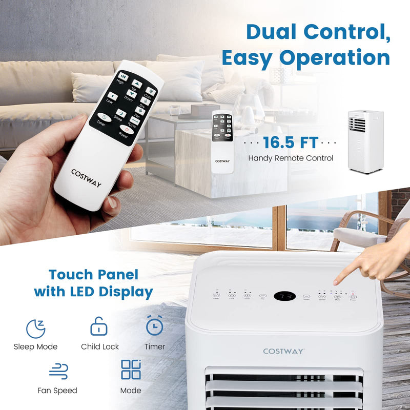 Portable Air Conditioner, 10000 BTU AC Unit with Cool, Fan, Dehumidifier & Sleep Mode for Rooms up to 350 Sq.Ft (White)