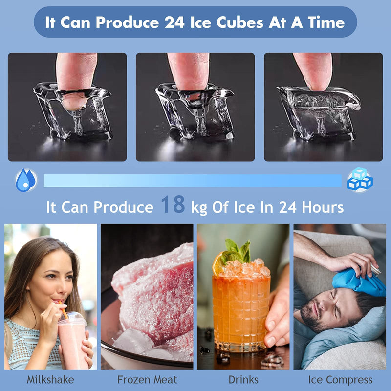 ARLIME Portable Countertop Ice Maker Machine, 45 Lbs/24H, 24 Pcs/13 Mins