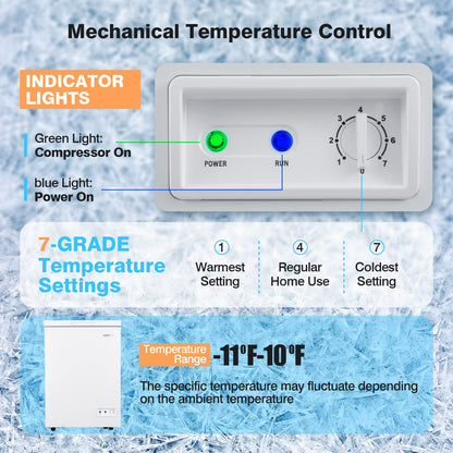 ARLIME Chest Freezer 3.5 Cu.ft Quiet Small Deep Freezer with Top Open Door & Removable Basket