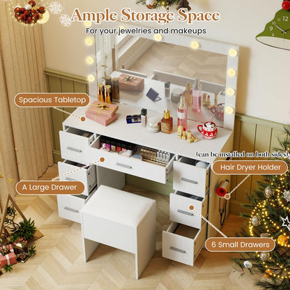 43.5'' Modern Dressing Table with Charging Station