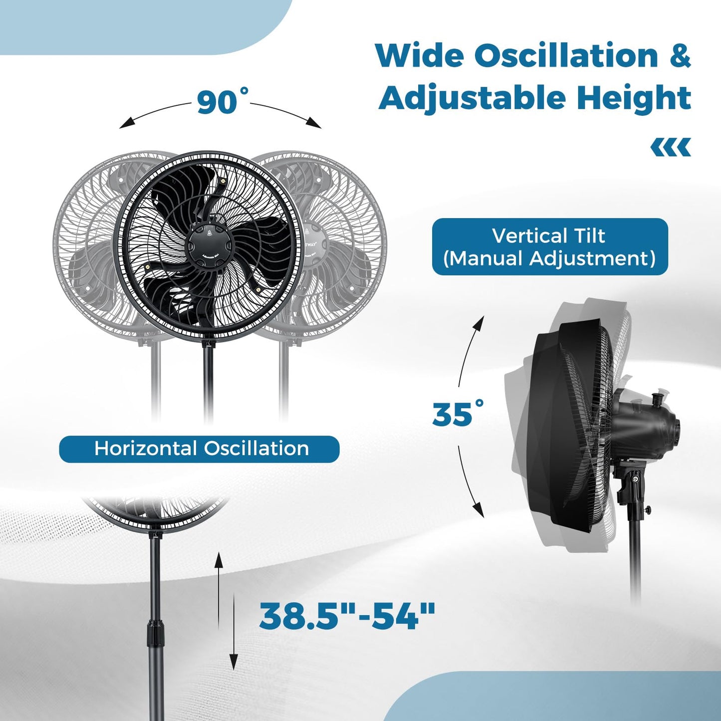 ARLIME Misting Pedestal Fan, 16 Inch Oscillating Fan with Hose Connector