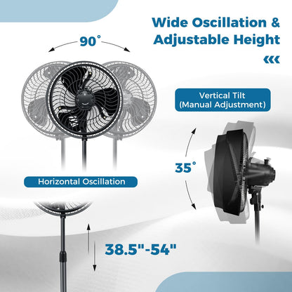 ARLIME Misting Pedestal Fan, 16 Inch Oscillating Fan with Hose Connector