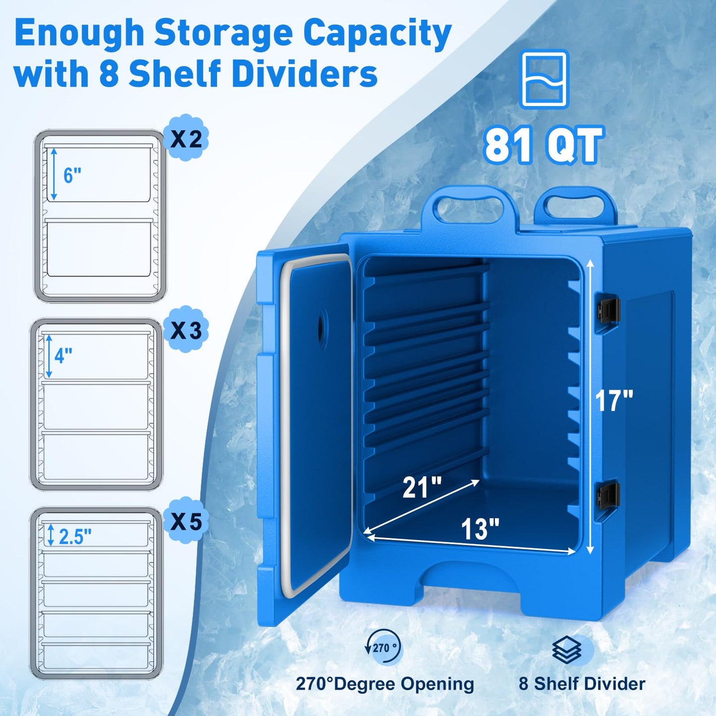 ARLIME Insulated Food Pan Carrier, End-Loading Insulated for 5 Full-Size Pans