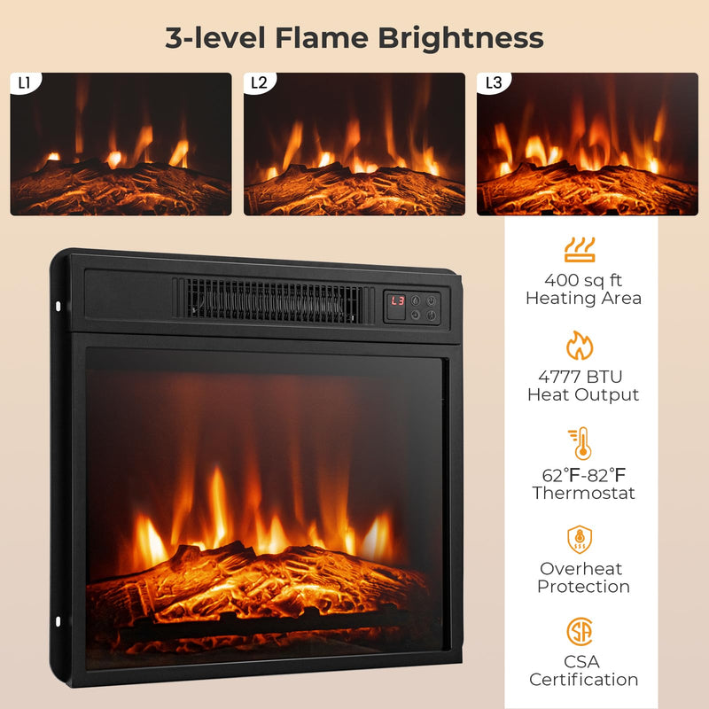 Fireplace TV Stand with LED Lights for TV up to 65”, Entertainment Center with 18” Electric Fireplace