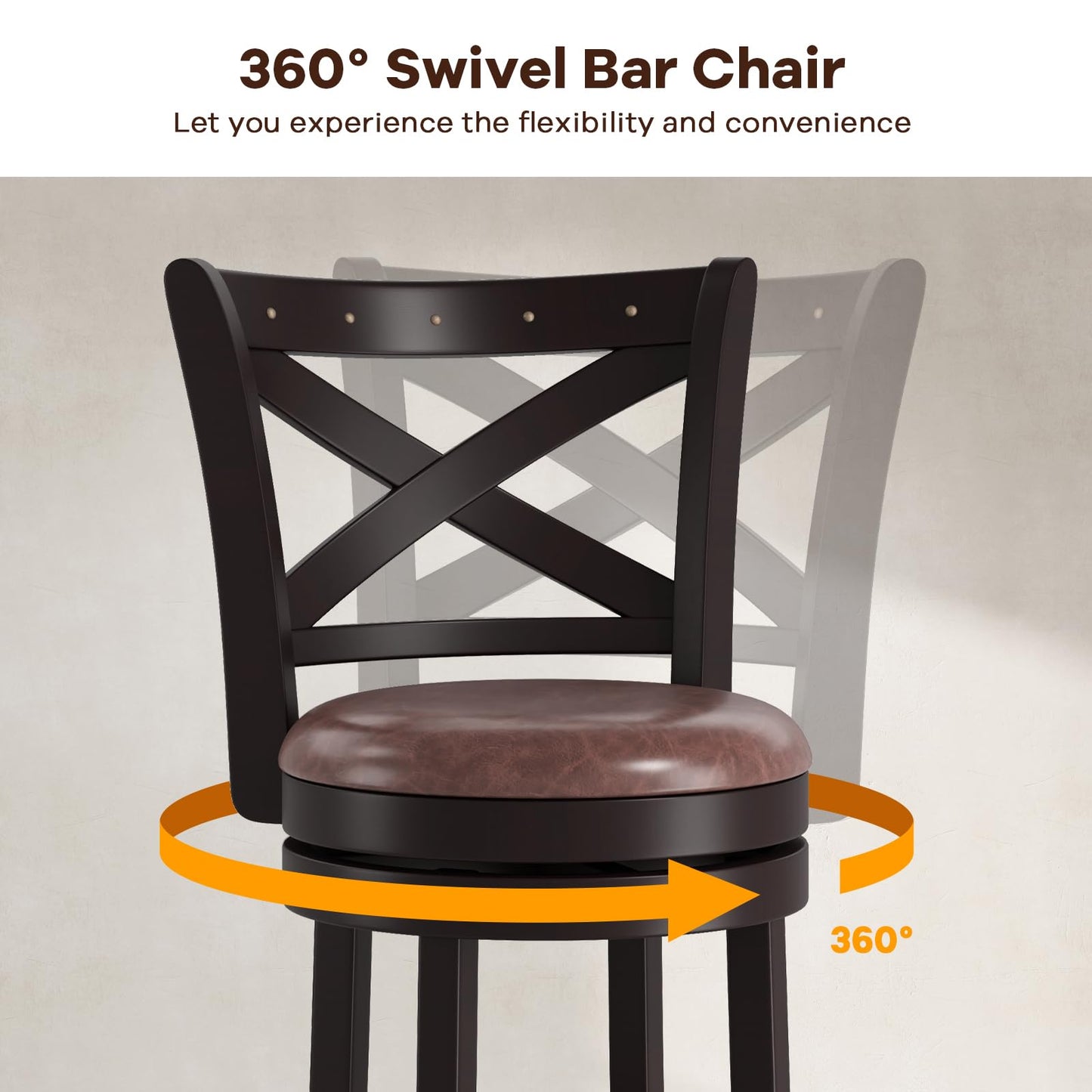 30" Swivel Counter Height Bar Chairs with Copper Nails