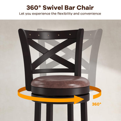30" Swivel Counter Height Bar Chairs with Copper Nails