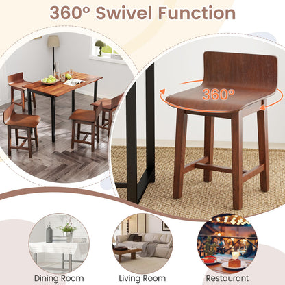 Swivel Solid Wood Dining Stools Set of 2/4 for Kitchen Island