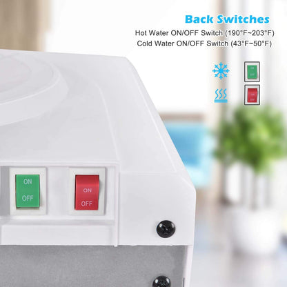 Water Cooler Dispenser for 3-5 Gallon Bottle, Top Loading Hot and Cold Water Dispenser with Storage Cabinet