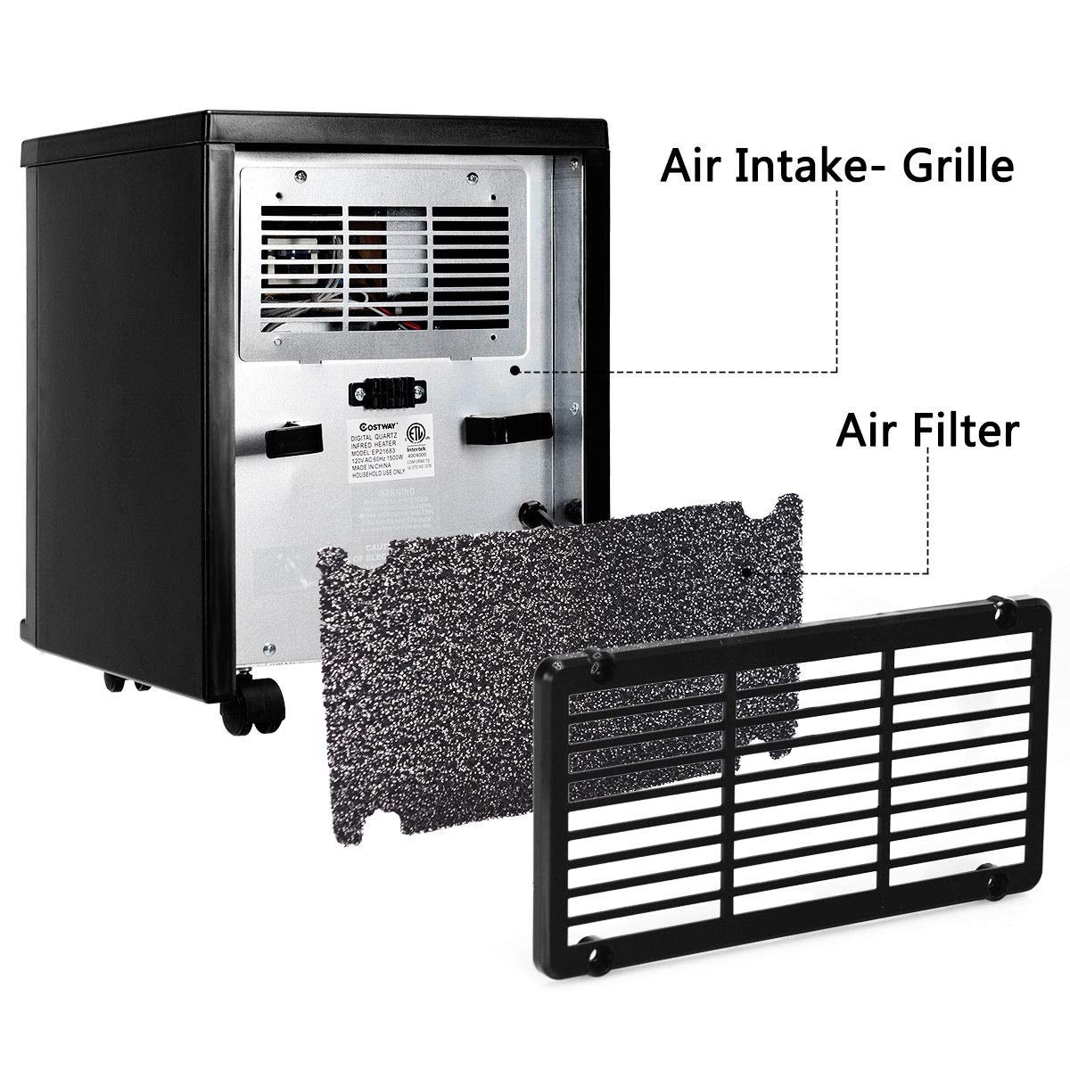 1500W Portable Space Heater with Digital Thermostat for Bedroom