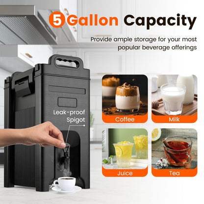 ARLIME Insulated Beverage Dispenser with Handles, 5 Gallon Food-Grade Hot and Cold Beverage Server
