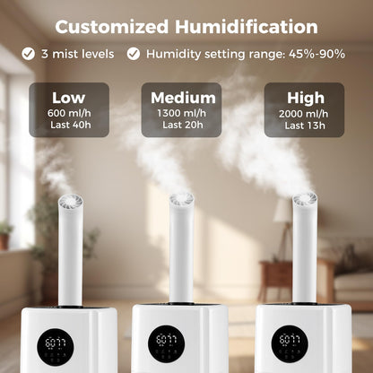 5Gal Whole House Ultrasonic Humidifier with 3 Mist Levels