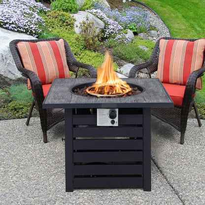 32" Outdoor Square Firepit with Waterproof Cover