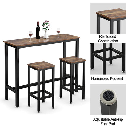 3-Piece Bar Table Set 39.5” Bar Table with 2PC 28” Bar Stools