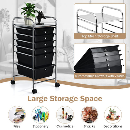6-Drawer Rolling Storage Cart Multifunctional Art Craft Tools Organizer on Wheels