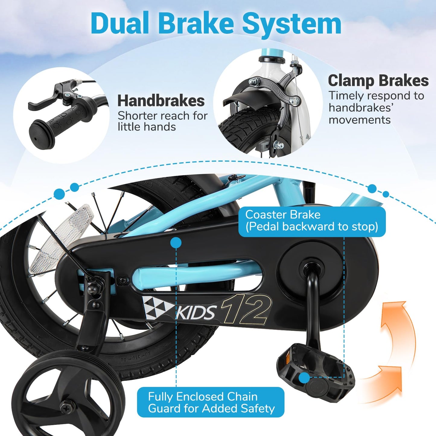 12/14/16/18 Inch Children Toddler Bicycle with Training Wheels for 3-8 Years Old Boys Girls