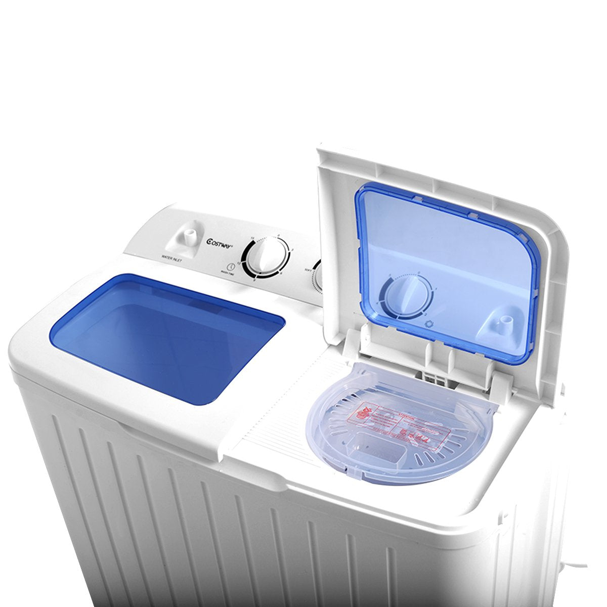 Portable Mini Compact Twin Tub Washing Machine 17.6lbs Washer Spain Spinner Portable Washing Machine, Blue+ White