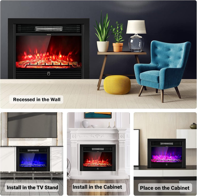 28.5-inch Electric Fireplace Inserts Heater for Indoor Use