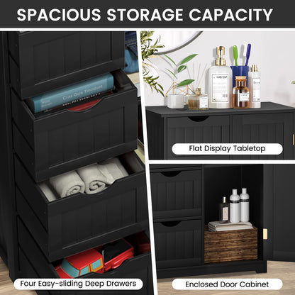 Wooden Storage Organizer with 4 Deep Drawers & Adjustable Shelf
