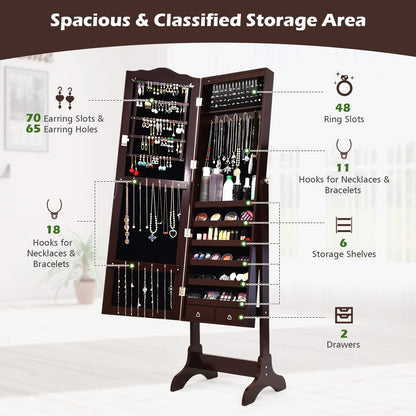 14 LED Jewelry Armoire Cabinet Freestanding Jewelry Storage Organizer