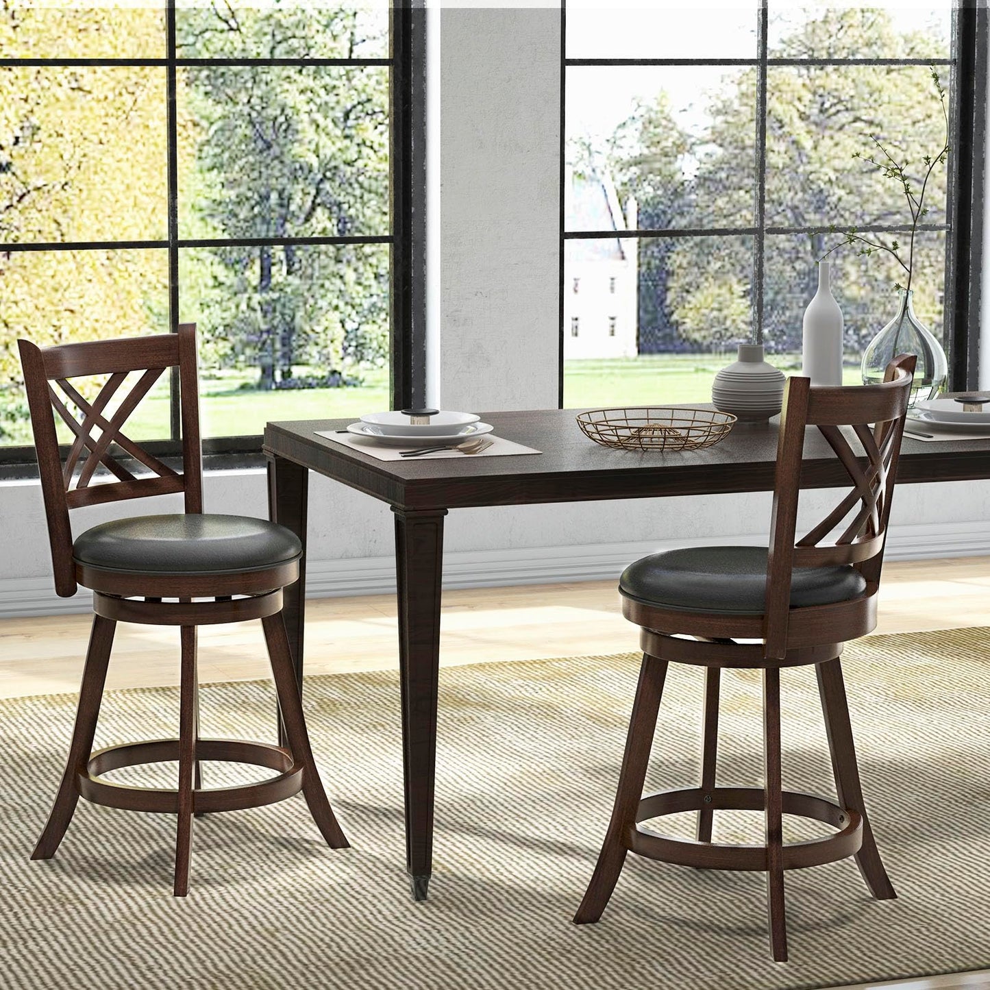 Bar Stool Set of 2/4 for Kitchen Island Swivel Upholstered Counter Height Barstools（24“/29”））