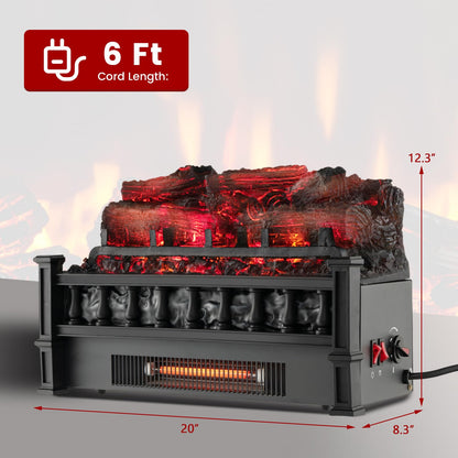 20 Inch Electric Fireplace Log Set Heater with Adjustable Temp, Overheating Protection, Realistic Pinewood Ember Bed