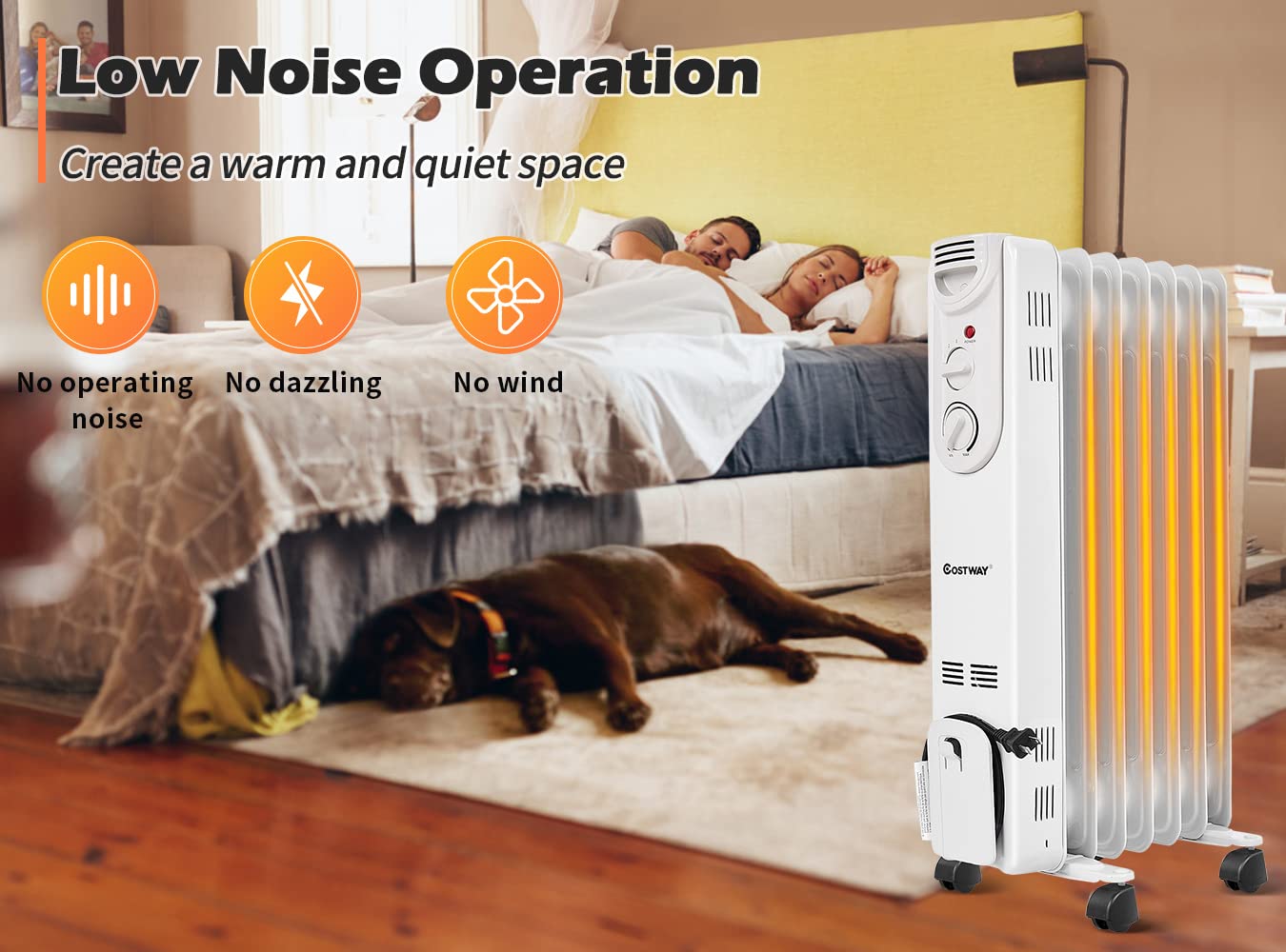 ARLIME Electric 1500W Oil Filled Radiator Heater, Portable Radiant Space Heater