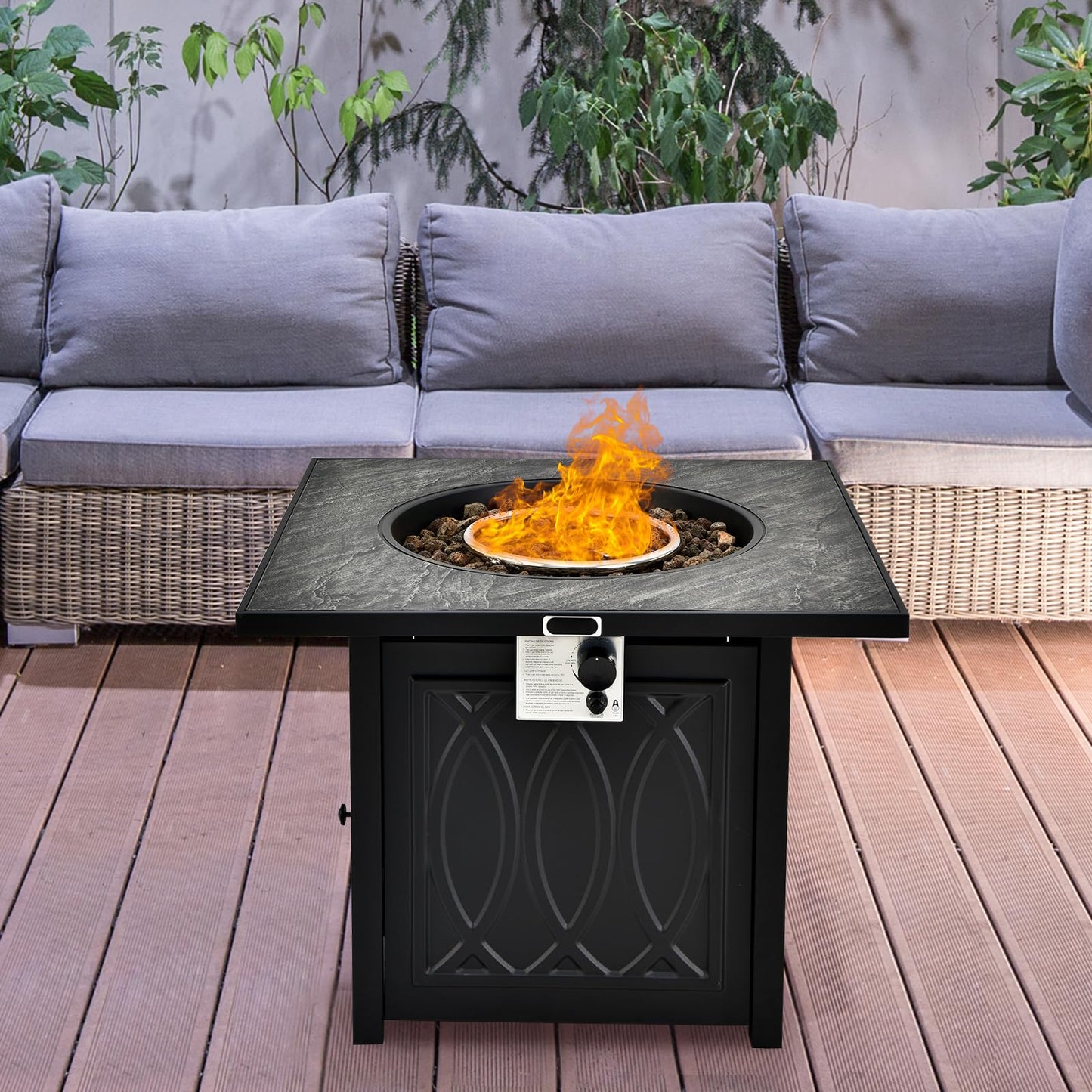 50,000 BTU/14.65KW Fire Pit Table with Waterproof Cover