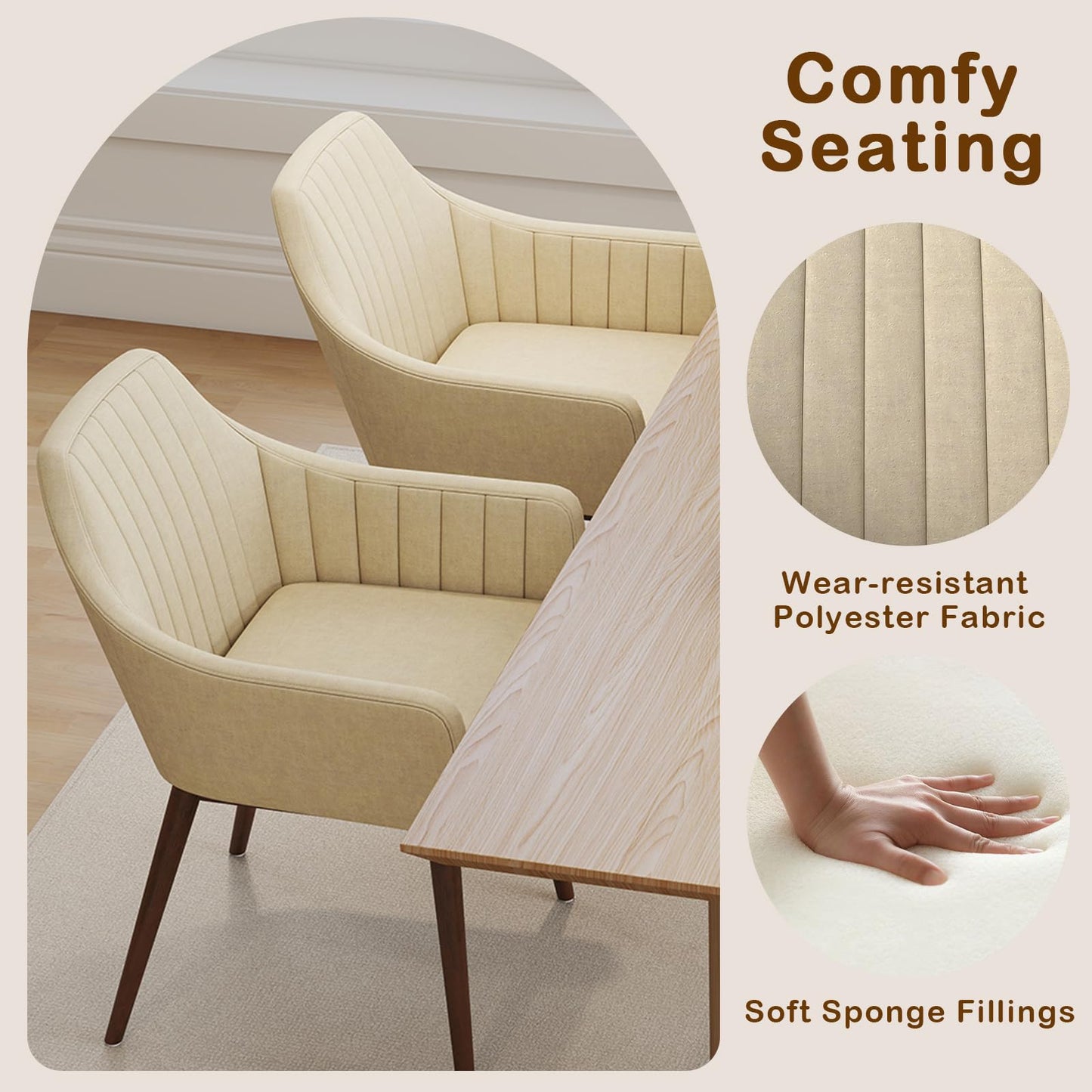 Dining Chairs Set of 2/4 with Comfy Padded Backrest & Seat