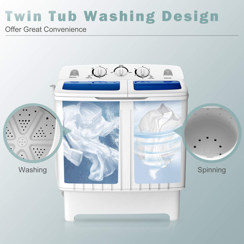 20 lbs Compact Twin Tub Washing Machine for Home Use