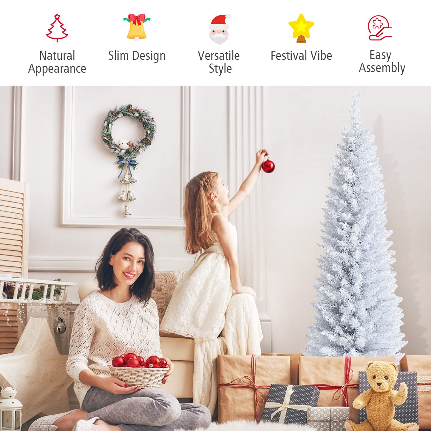 5 Ft Unlit Snow Flocked Christmas Tree with 240 Branch Tips